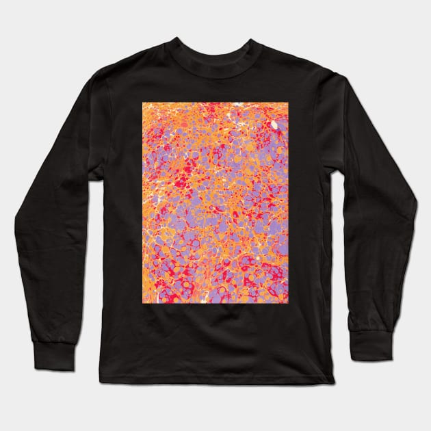 Marbled paper red orange lilac purple Long Sleeve T-Shirt by kittyvdheuvel